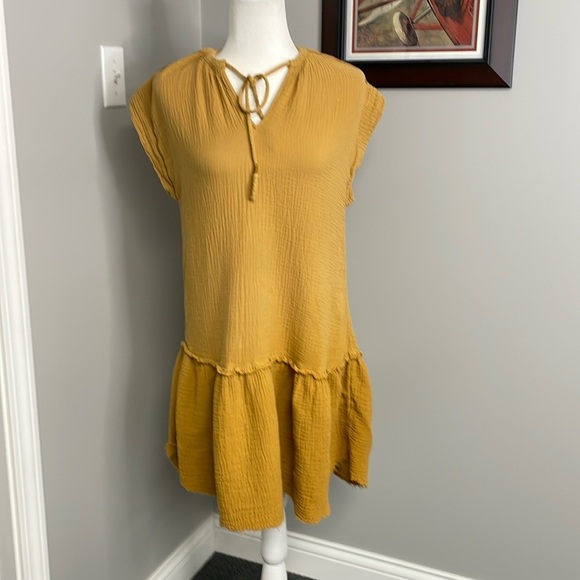 Saturday Sunday Anthropologie Golden Gauze Boho Dress - Size XS Cotton Boho Cool - Picture 1 of 6